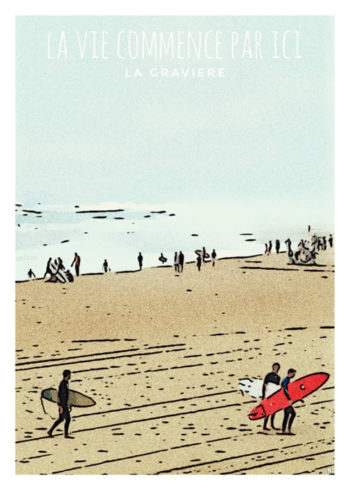 affiche guy surf plage